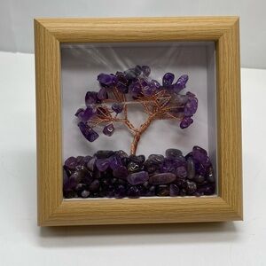 Purple Gemstone Tree in Wooden Frame